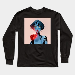 Mermaid Girl with Rose Long Sleeve T-Shirt